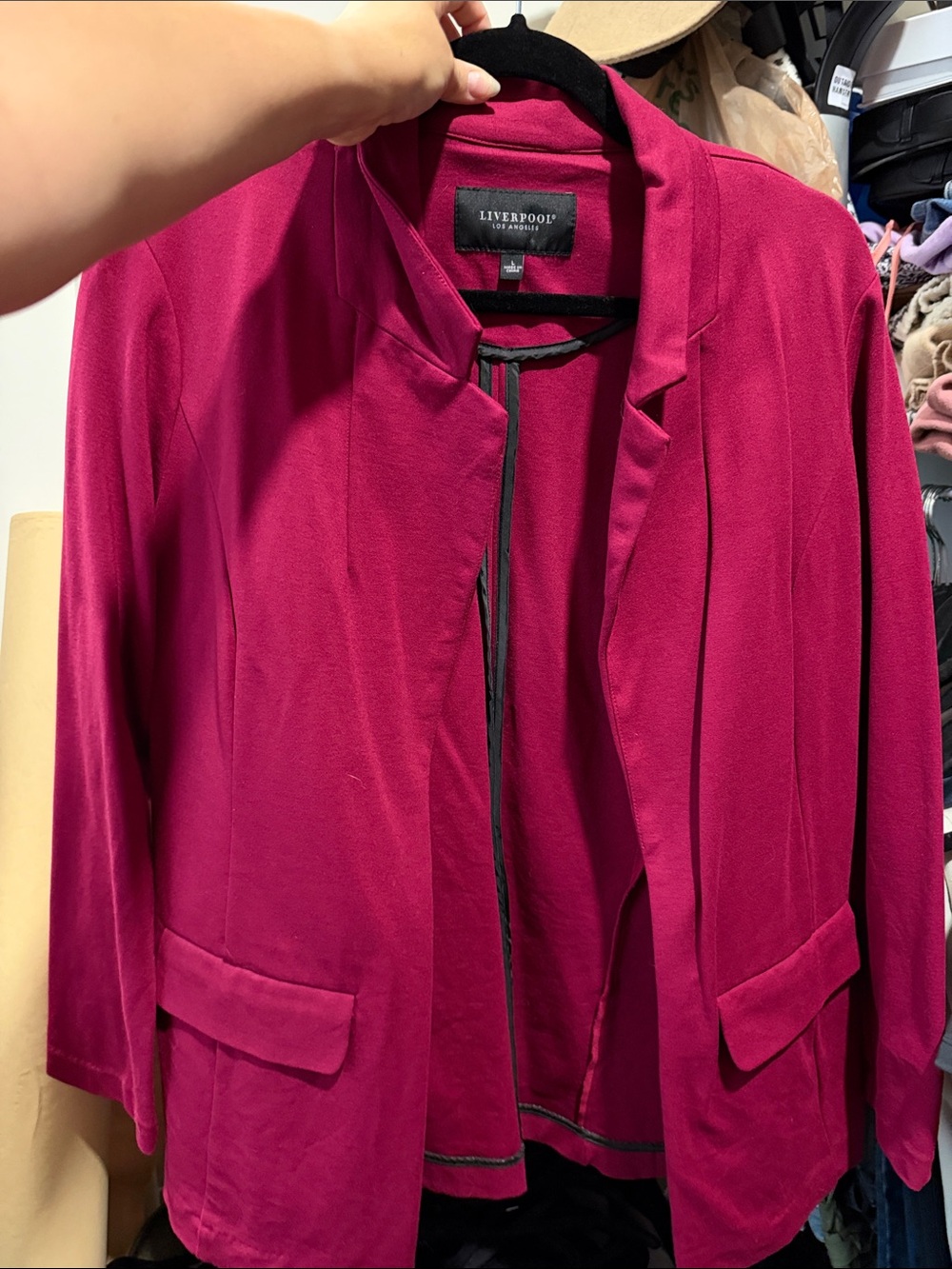 Liverpool Women's Magenta Open-Front Blazer